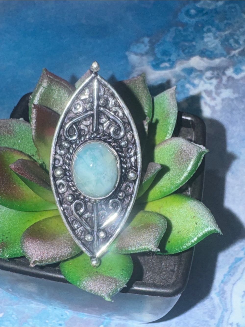 Silver Caribbean Larimar Ring